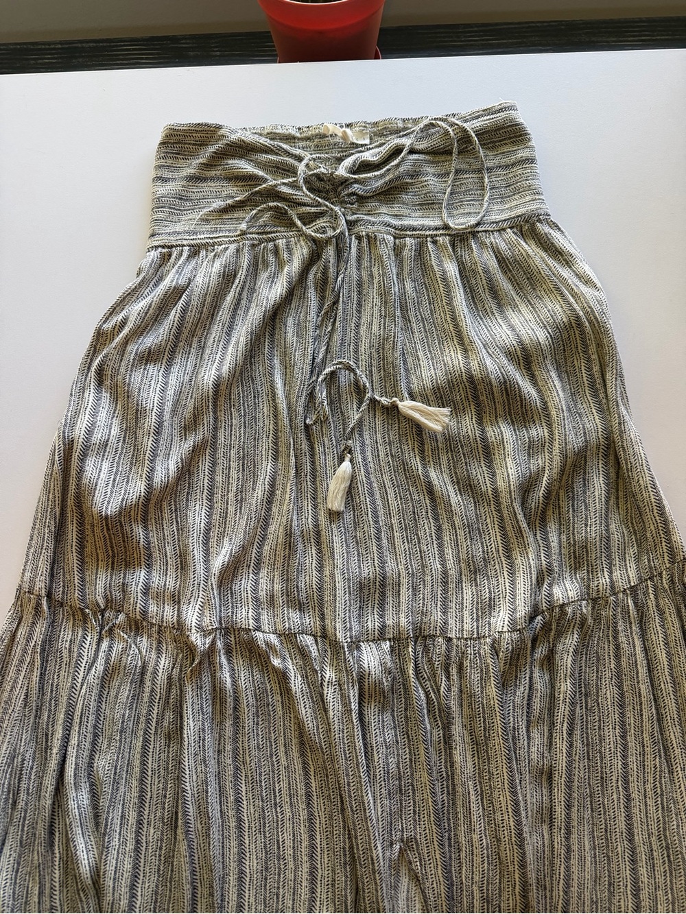 Promesa Striped Maxi Skirt in Black and Cream